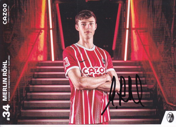 Autogrammkarte - SC Freiburg - Merlin Röhl - Original Signatur