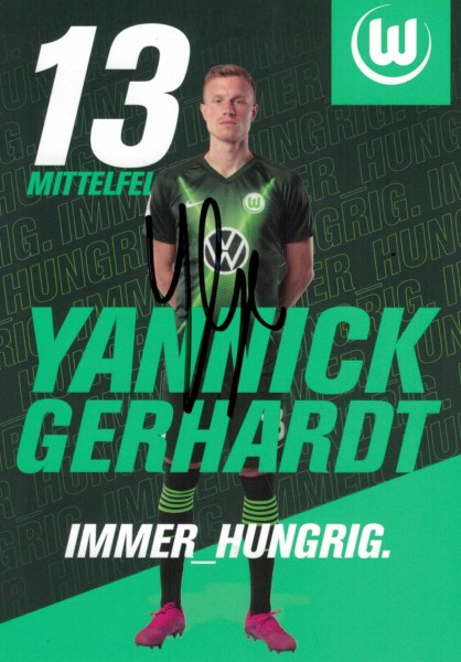 Autogrammkarte - VfL Wolfsburg - Yannick Gerhardt - Original Signatur