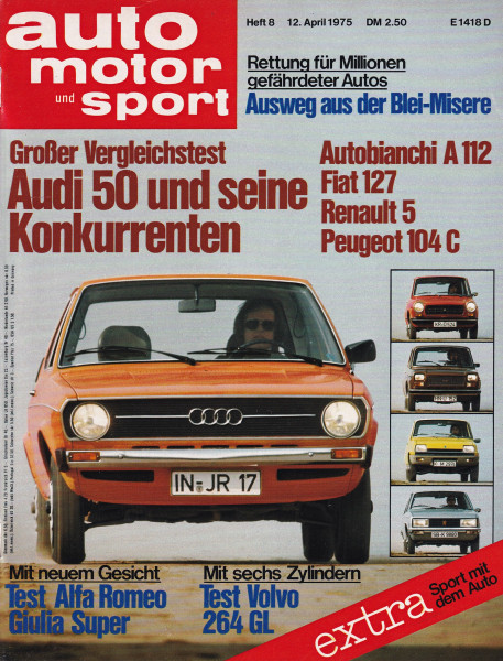 Auto Motor und Sport 1975 Heft 08 - 12.04.1975 - Autobianchi A 112, Fiat 127, Peugeot 5