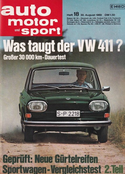 Auto Motor und Sport 1969 Heft 18 - 30.08.1969 - Kaiser Jeepster Commando, VW 411, Peugeot 504 Autom