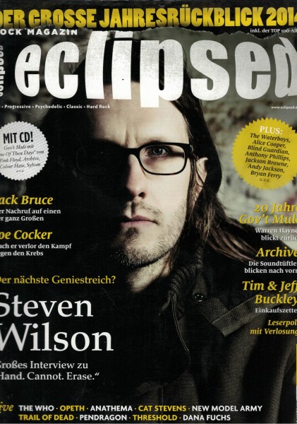 eclipsed Rock Magazin Nr. 167, 02-2015, mit 2 x CD, Steven Wilson