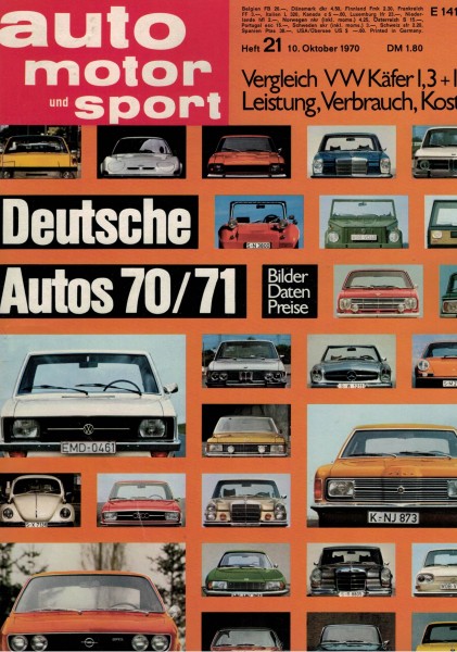 Auto Motor und Sport 1970 Heft 21 - 10.10.1970 - Deutsche Autos 70/71
