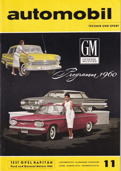 automobil - Technik und Sport - November 1959 - Opel Kapitän, Ford Anglia, Chevrolet Corvair