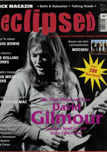 eclipsed Rock Magazin Nr. 080, 03-2006, mit CD, David Gilmour, Chick Corea, The Velvet Underground