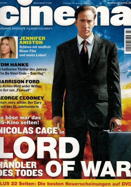 Cinema Zeitschrift, Heft Nr. 334 März 2006, Jennifer Aniston, Nicolas Cage, Harrison Ford, George Cl