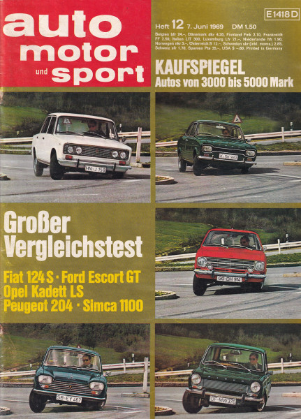 Auto Motor und Sport 1969 Heft 12 - 07.06.1969 - Peugeot 504, BMW 2002 Schnitzer, Citroen Ami 8