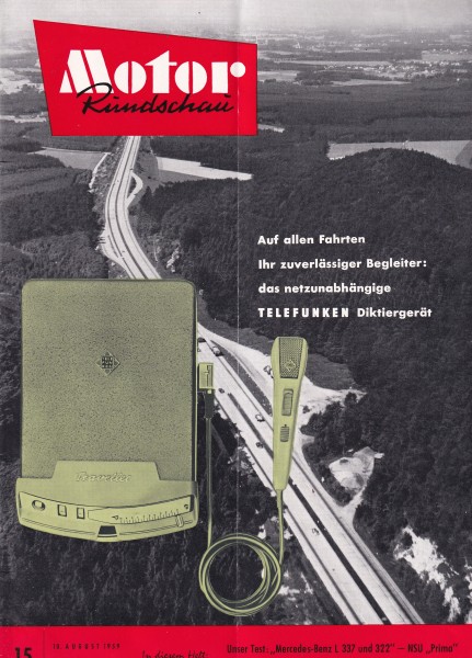 Motor Rundschau 1959 Heft 15 - 10.08.1959 - Alfa Romeo Giulietta Sprint, Mercedes-Benz L 337, NSU Pr