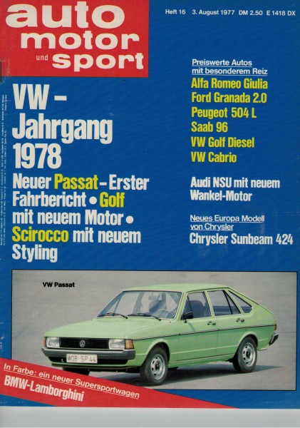 Auto Motor und Sport 1977 Heft 16-03.08.1977