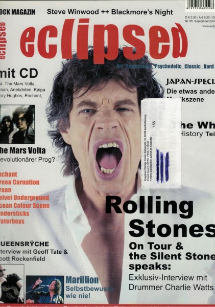 eclipsed Rock Magazin Nr. 055, 09-2003, mit CD, Rolling Stones, The Mars Volta, Marillion