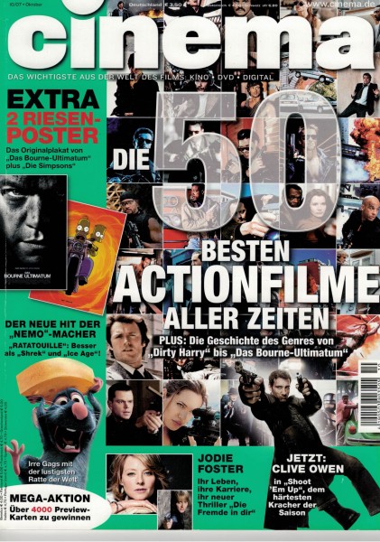 Cinema Zeitschrift, Heft Nr. 353 Oktober 2007, Jodie Foster, Clive Owen, Die Fremde in dir