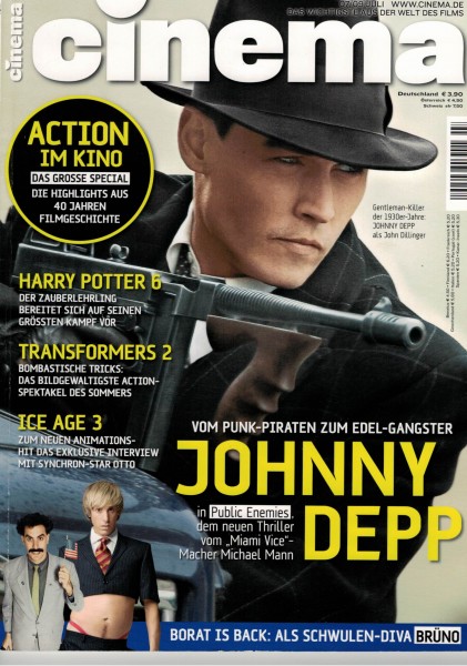 Cinema Zeitschrift, Heft Nr. 374 Juli 2009, Johnny Depp, Harry Potter 6, Transformers 2, Ice Age 3