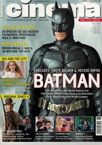 Cinema Zeitschrift, Heft Nr. 361 Juni 2008, Batman, Harrison Ford, Colin Farrell, Cameron Diaz