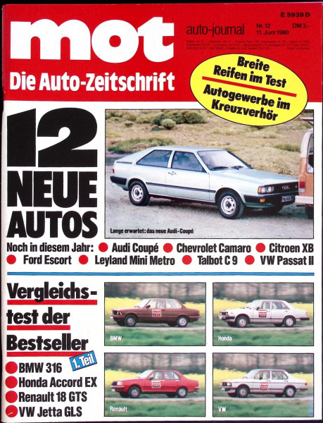 mot auto-journal - Die Auto-Zeitschrift - 1980 - Nr. 12 - 11.06.1980