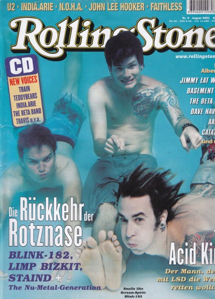 Rolling Stone 2001-08 August - Ausgabe 82 - Blink-182, Limp Bizkit, Staind, U2 - mit CD
