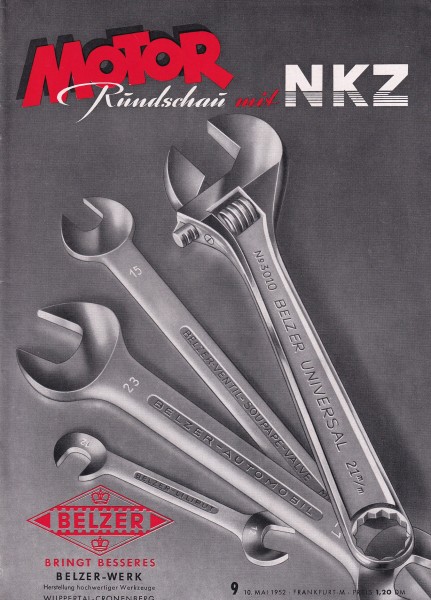 Motor Rundschau 1952 Heft 09 - 10.05.1952 - Hanomag 2 t - L 28, Kreidler K 50, Renault Fregate