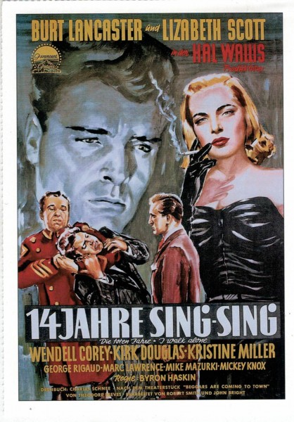 Cinema Filmkarte "14 Jahre Sing-Sing" - Burt Lancaster, Kirk Douglas, Wendell Corey