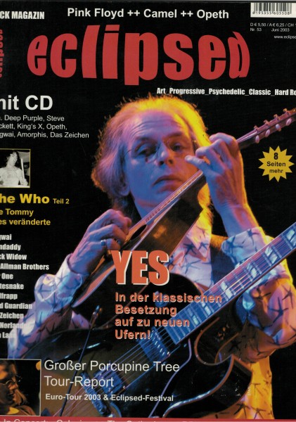eclipsed Rock Magazin Nr. 053, 06-2003, mit CD, Yes, Opeth, Mogwai, The Aliman Brothers, The Who