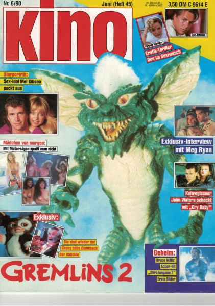 Kino Zeitschrift, Heft Nr. 45, Juni 1990, Mel Gibson, Gremlins 2, Don Johnson, Meg Ryan, Bruce Willi