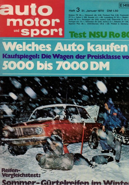 Auto Motor und Sport 1970 Heft 03 - 31.01.1970 - NSU Ro 80