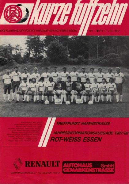 kurze fuffzehn - Das Klubmagazin von Rot-Weiss Essen, 1987-Nr. 1