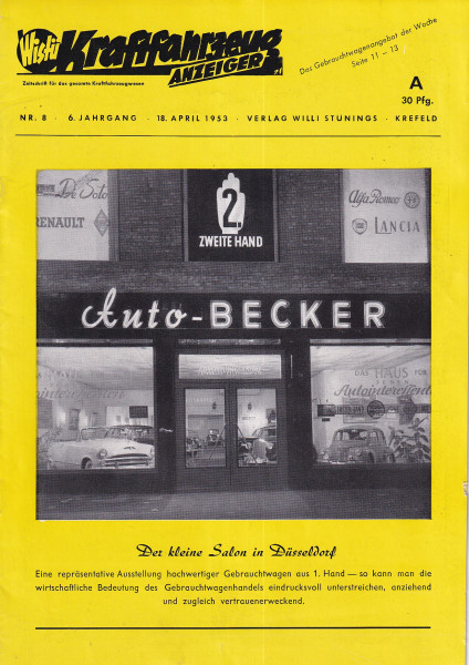 Wistü Kraftfahrzeug Anzeiger - 18. April 1953 - Nr. 8
