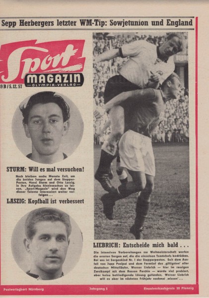 Sport Magazin - 1957 49 B - 05.12.1957 - Sepp Herberger, Hansi Sturm, Otto Laszig, Werner Liebrich