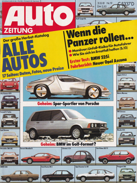 Auto Zeitung 1981 Heft 19 - 31.08.1981 - Ferrari Mondial 8, Matra Murena, Jaguar XJ 5.3