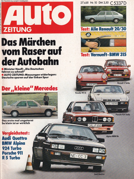 Auto Zeitung 1981 Heft 10 - 27.04.1981 - BMW 315, Porsche 911 SC, Porsche 924 Turbo