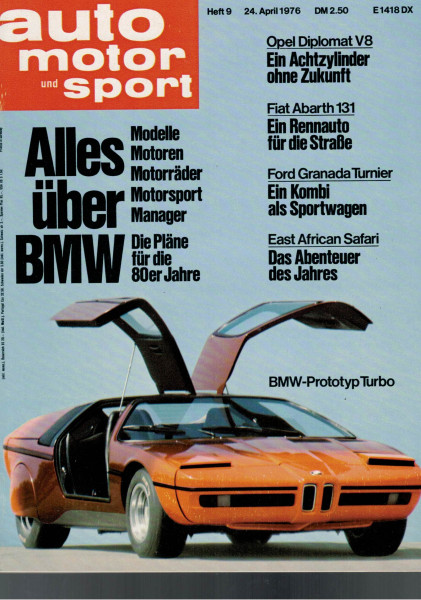 Auto Motor und Sport 1976 Heft 09 - 24.04.1976 - Opel Diplomat V8, Fiat Abarth 131