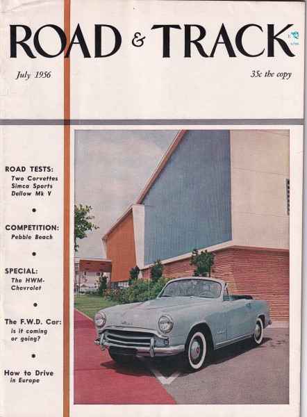 Road & Track - 1956 July - Dellow Mark V, Chevrolet Corvette, Simca Sports Coupe, Stutz Super Bearca