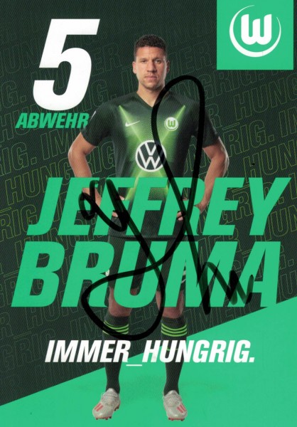 Autogrammkarte - VfL Wolfsburg - Jeffrey Bruma - Original Signatur