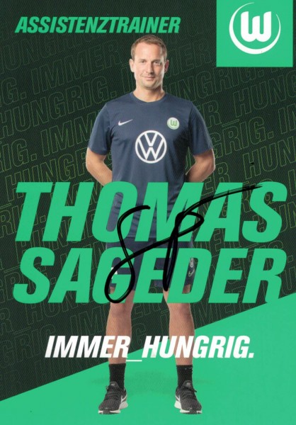 Autogrammkarte - VfL Wolfsburg - Thomas Sageder (Assistenztrainer) - Original Signatur