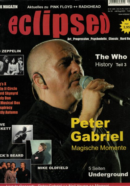 eclipsed Rock Magazin Nr. 054, 07/08-2003, mit CD, Peter Gabriel, Mike Oldfield, Steve Hackett
