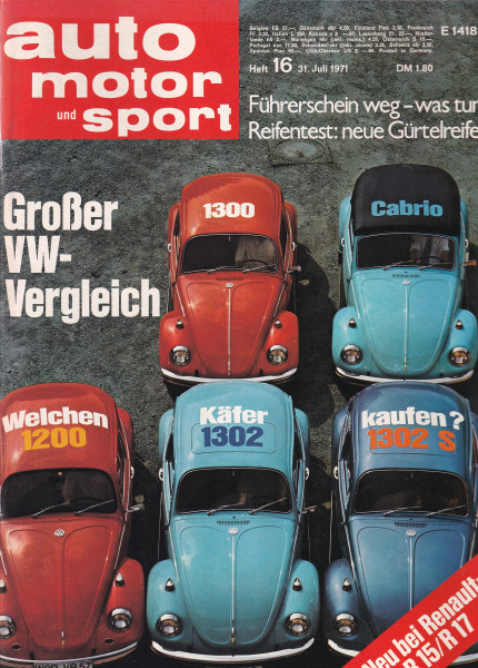 Auto Motor und Sport 1971 Heft 16 - 31.07.1971 - Renault 15/17, Aston Martin DBS V8