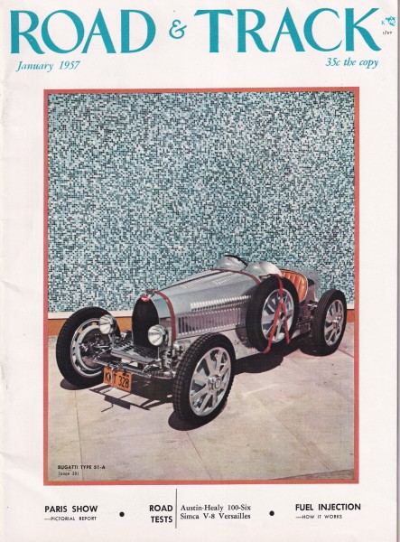 Road & Track - 1957 January - Austin-Healey 100 Six, Jaguar Mark IV, Bugatti Type 51A, Simca V-8 Ver
