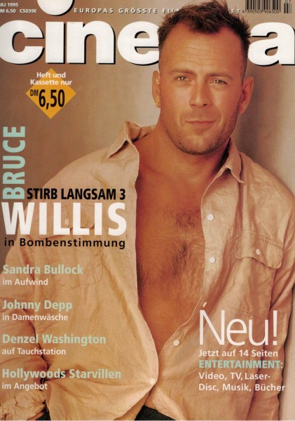 Cinema Zeitschrift, Heft Nr. 206 Juli 1995, Bruce Willis, Sandra Bullock, Johnny Depp, Denzel Washin