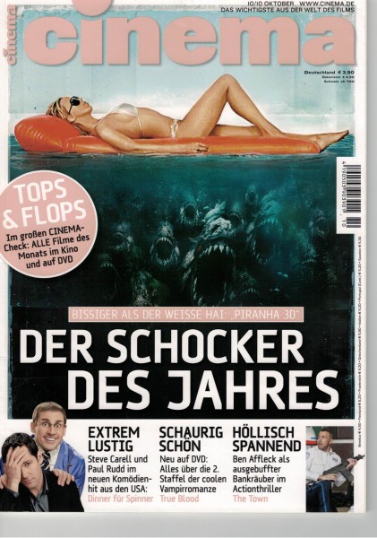 Cinema Zeitschrift, Heft Nr. 389 Oktober 2010, Steve Carell, Paul Rudd, Ben Affleck, Piranha 3D