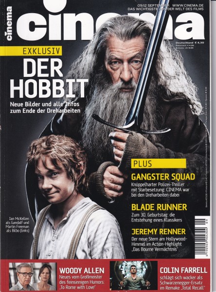 Cinema Zeitschrift, Heft Nr. 412 September 2012, Der Hobbit, Gangster Squad, Blade Runner, Woody All