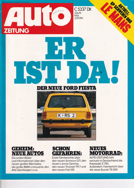 Auto Zeitung 1976 Heft 14 - 23.06.1976 - Ford Fiesta, Scirosso GTi, Lancia Gamma, Triumph TR 7