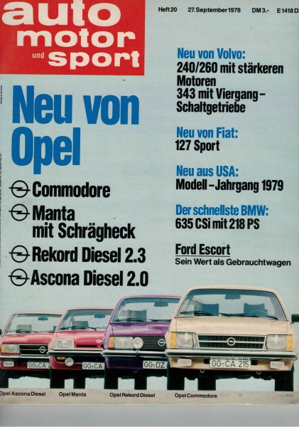 Auto Motor und Sport 1978 Heft 20-27.09.1978