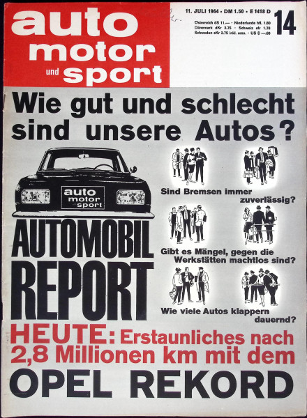 Auto Motor und Sport 1964 Heft 14-11.07.1964 - Opel Rekord, NSU Prinz 1000, GHIA 1500 GT