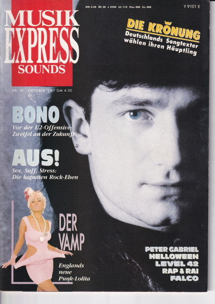 Musik Express Sounds - 1988 Oktober - BONO, Peter Gabriel, Helloween, Level 42, Falco