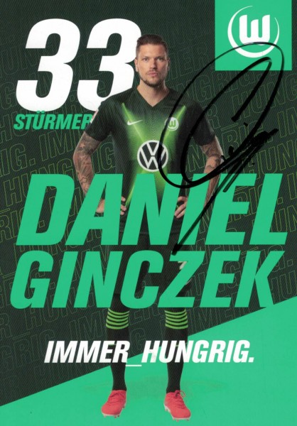 Autogrammkarte - VfL Wolfsburg - Daniel Ginczek - Original Signatur