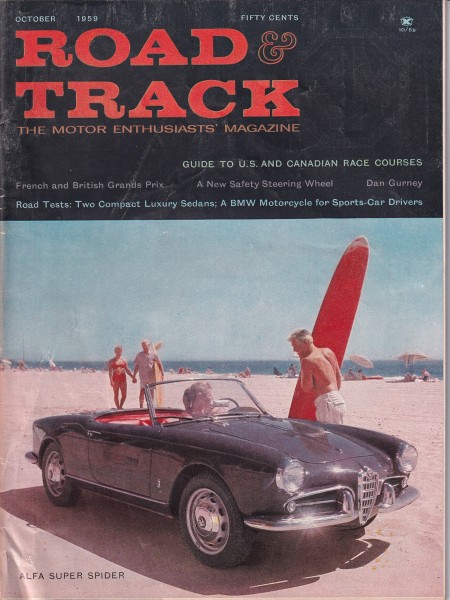Road & Track - 1959 October - MG-A 1600, Alfa Super Spider, Humber Super Snipe, BMW R-60 Cycle