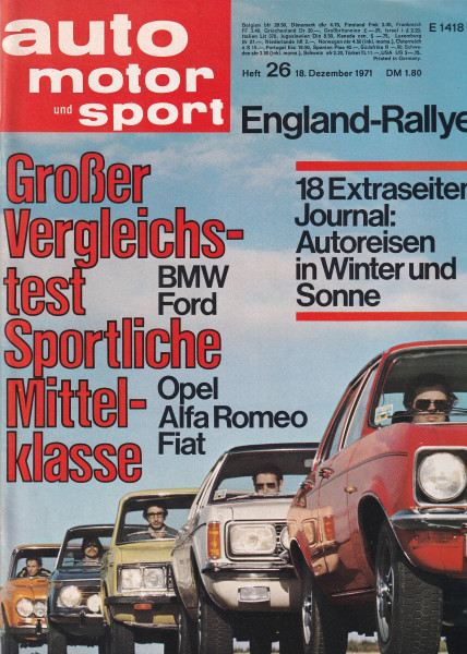 Auto Motor und Sport 1971 Heft 26 - 18.12.1971 - BMW 3.0 CSi, Opel Commodore 2800 S