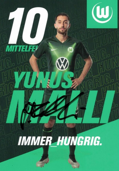 Autogrammkarte - VfL Wolfsburg - Yunus Malli - Original Signatur