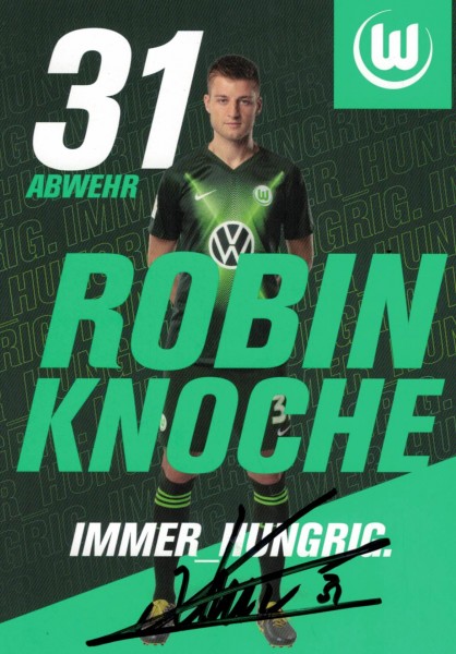Autogrammkarte - VfL Wolfsburg - Robin Knoche - Original Signatur