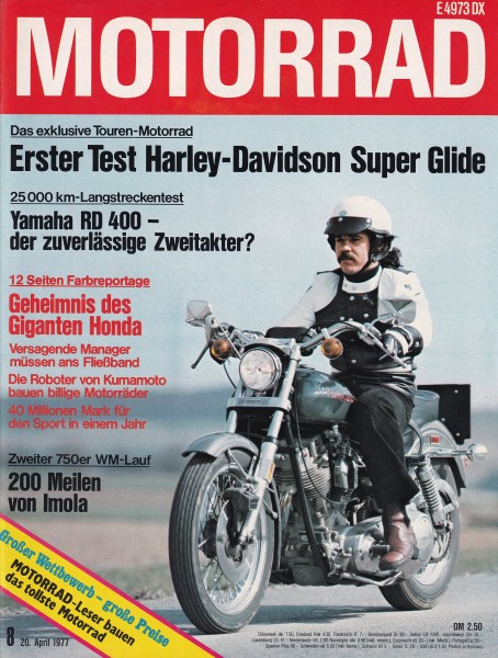 Motorrad - 1977 - Heft 08 - Harley-Davidson Super Glide FXE 1200, Yamaha TY 50 Mokick, Kreidler Flor