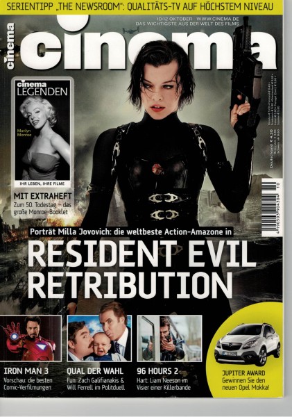 Cinema Zeitschrift, Heft Nr. 413 Oktober 2012, Milla Jovovich, Iron Man 3, 96 Hours 2, Liam Neeson,