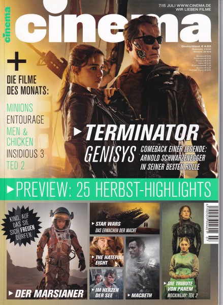 Cinema Zeitschrift, Heft Nr. 446 Juli 2015, Star Wars, Der Marsianer, Terminator